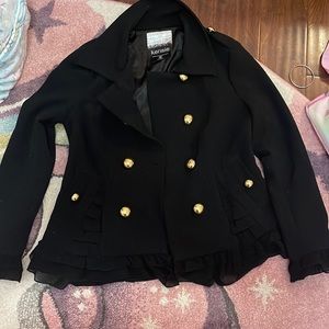 Kensie Double Breasted Jacket w/Ruffles.